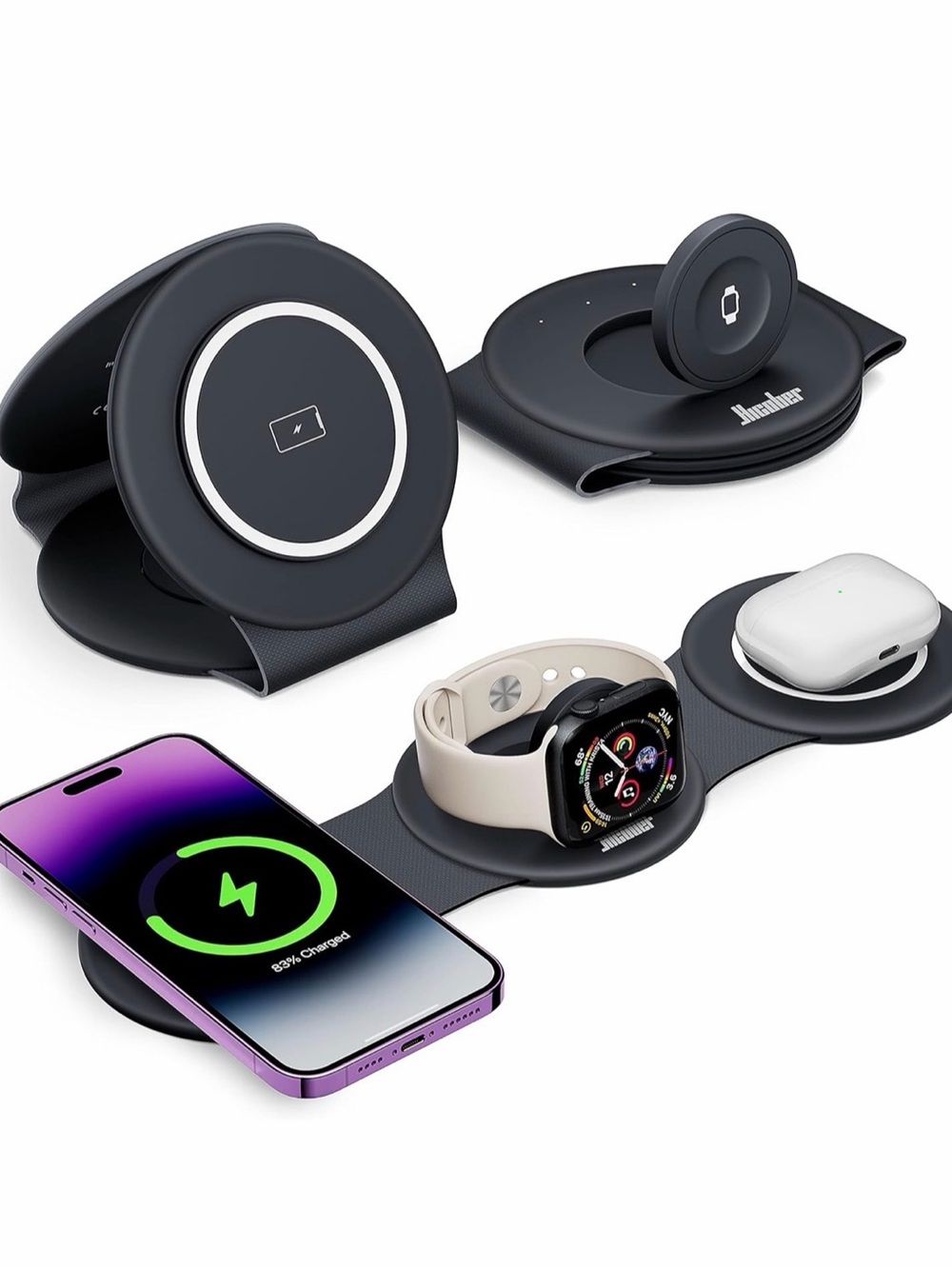 3-in-1 Wireless Charging Station for Apple Watch, AirPods, and iPhone.
